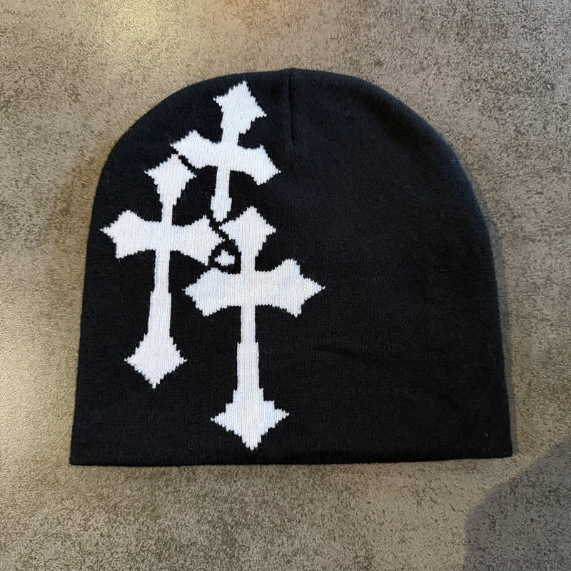 Christianartworkshop Gorro de punto jacquard de triple cruz: emblema de la gracia celestial eterna. - Cruz negra con cruz blanca - image 4