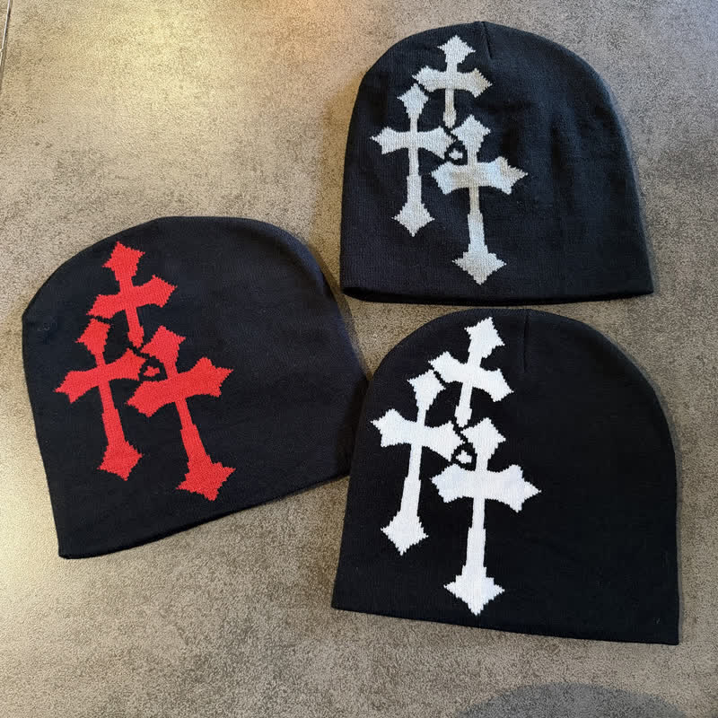 Christianartworkshop Gorro de punto jacquard de triple cruz: emblema de la gracia celestial eterna. - image 2