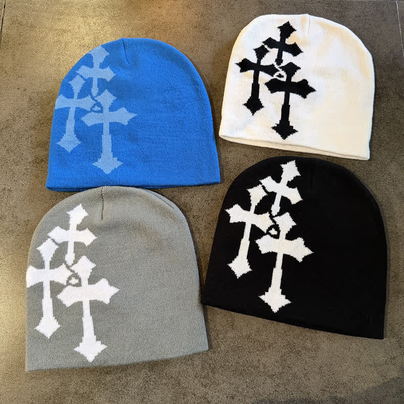 Christianartworkshop Gorro de punto jacquard de triple cruz: emblema de la gracia celestial eterna. - image 1