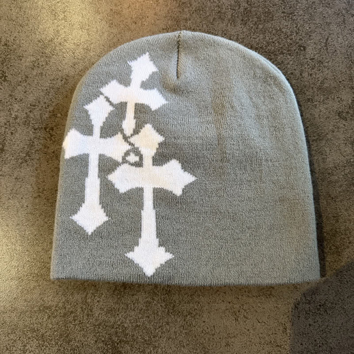 Christianartworkshop Gorro de punto jacquard de triple cruz: emblema de la gracia celestial eterna. - Gris - image 9