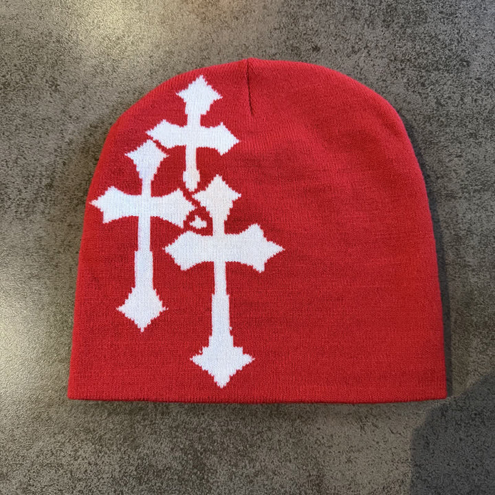 Christianartworkshop Gorro de punto jacquard de triple cruz: emblema de la gracia celestial eterna. - Rojo - image 8