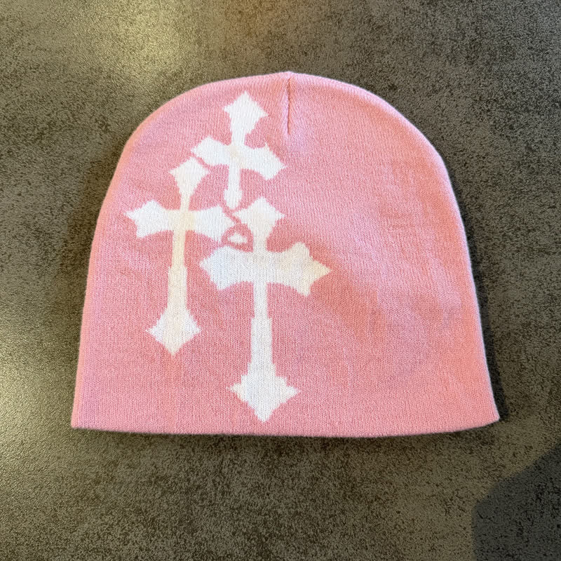 Christianartworkshop Gorro de punto jacquard de triple cruz: emblema de la gracia celestial eterna. - Rosa - image 10