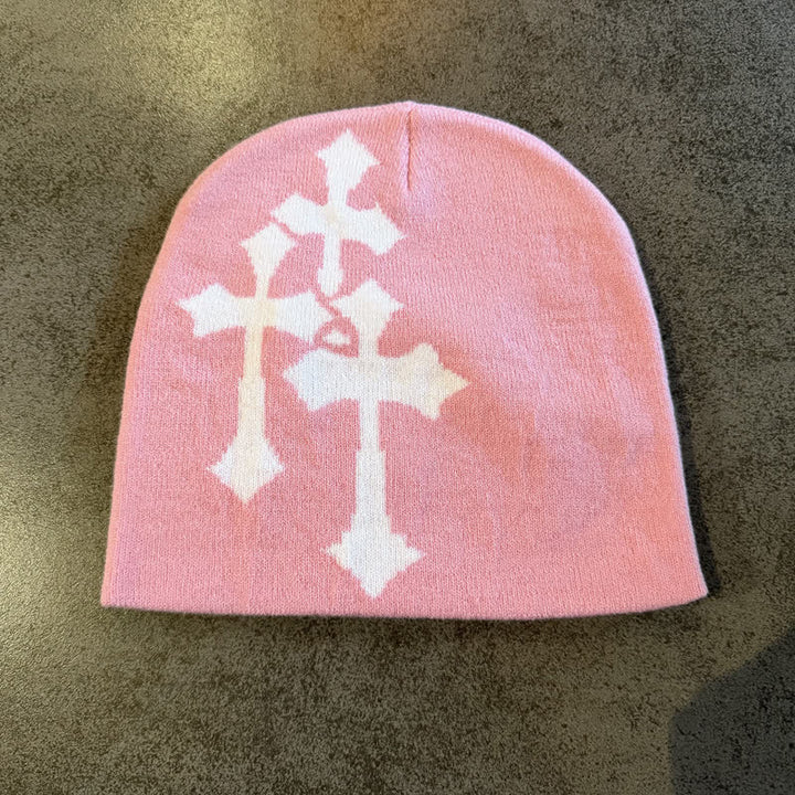 Christianartworkshop Gorro de punto jacquard de triple cruz: emblema de la gracia celestial eterna. - Rosa - image 10