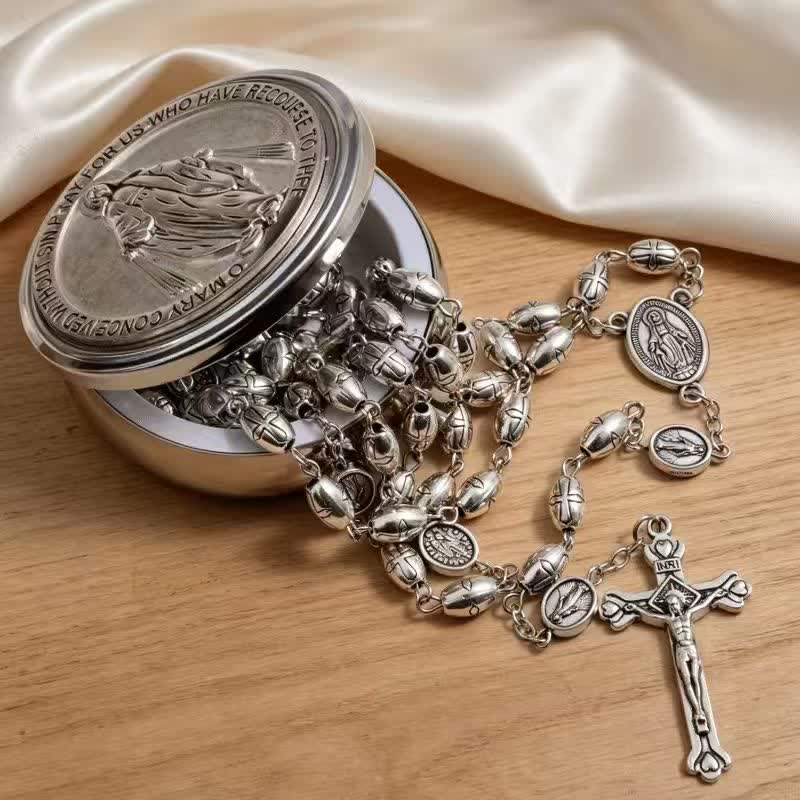 Christianartworkshop Rosario de aleación repujada con la Medalla Milagrosa de Nuestra Señora y el Sagrado Crucifijo. - image 2