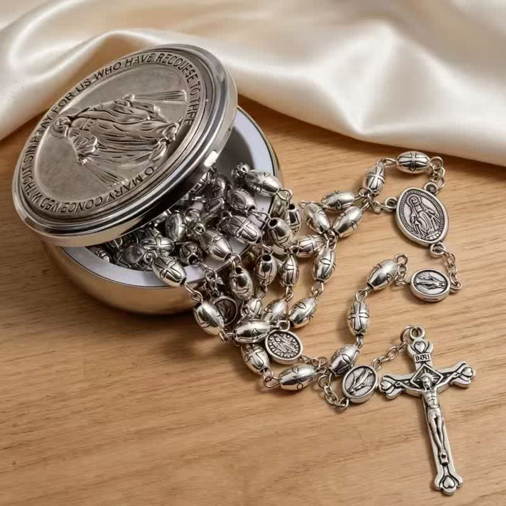 Christianartworkshop Rosario de aleación repujada con la Medalla Milagrosa de Nuestra Señora y el Sagrado Crucifijo. - image 2