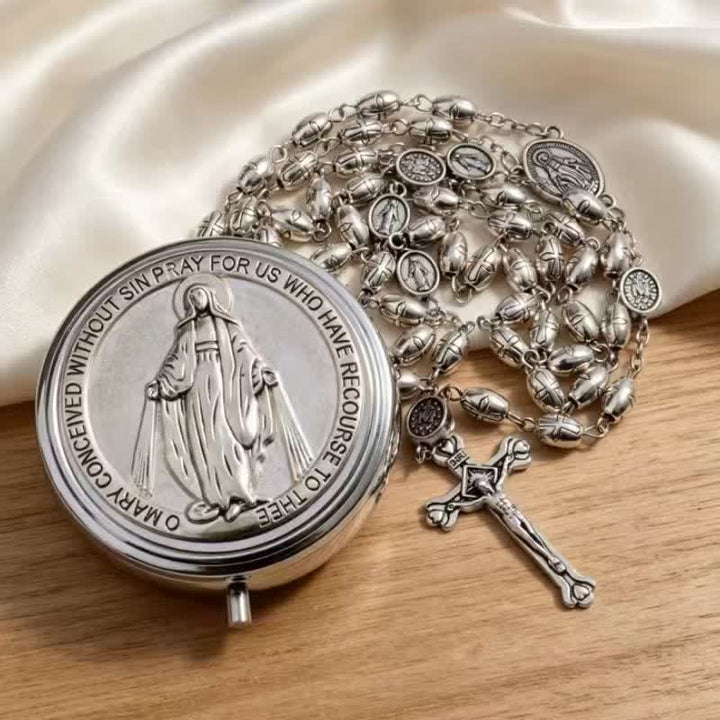 Christianartworkshop Rosario de aleación repujada con la Medalla Milagrosa de Nuestra Señora y el Sagrado Crucifijo. - image 3