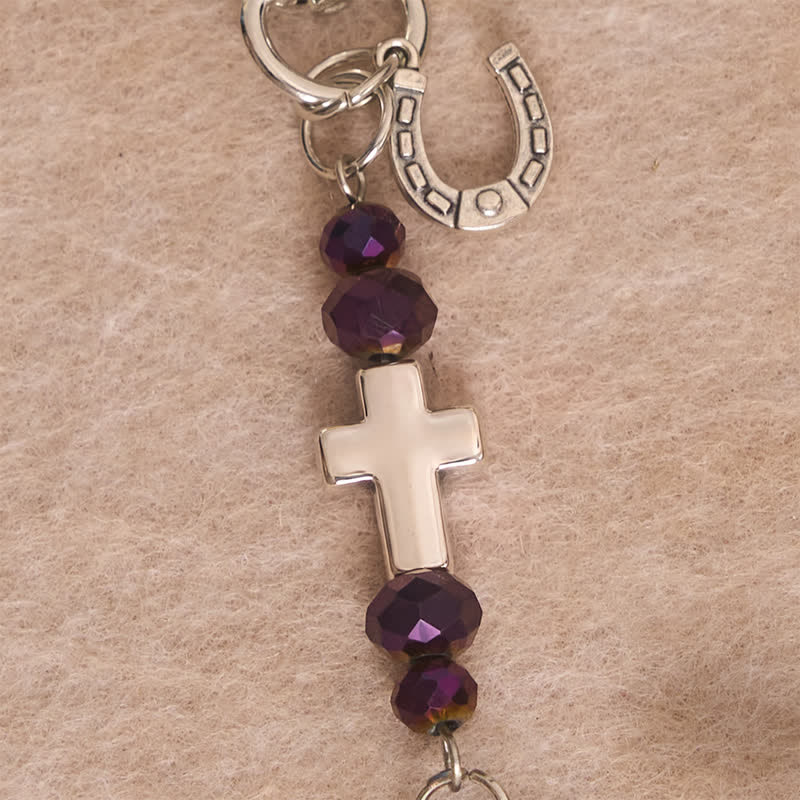 Christianartworkshop Llavero metálico multiusos con dije de silla de montar y brida de caballo con cruz bendecida. - image 9