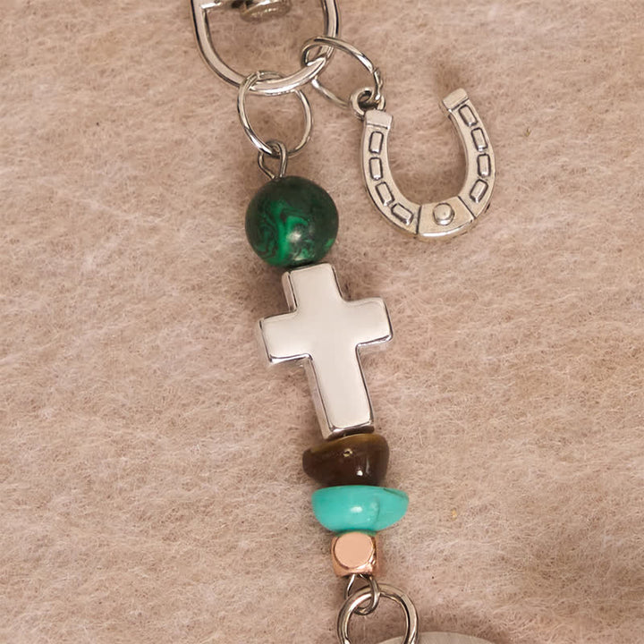 Christianartworkshop Llavero metálico multiusos con dije de silla de montar y brida de caballo con cruz bendecida. - image 19