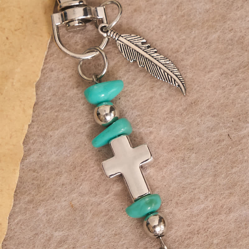 Christianartworkshop Llavero metálico multiusos con dije de silla de montar y brida de caballo con cruz bendecida. - image 11