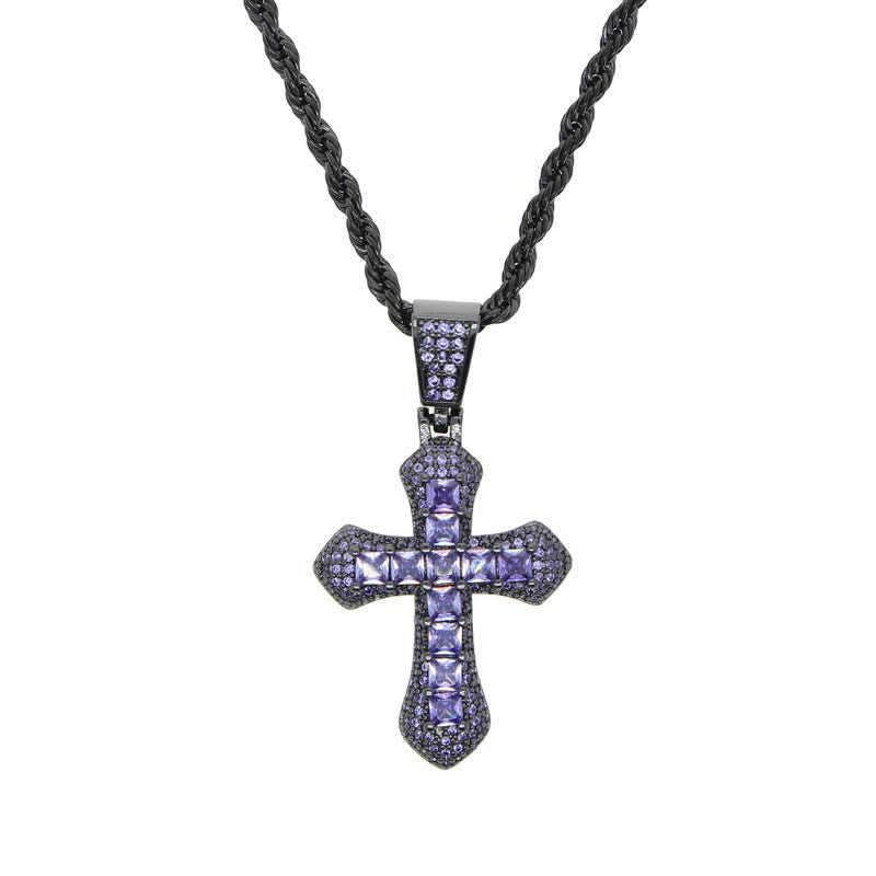 Christianartworkshop Cruz gruesa y brillante con borde festoneado y cadena de cuerda: portadora de una audaz bendición diaria. - Púrpura - image 11