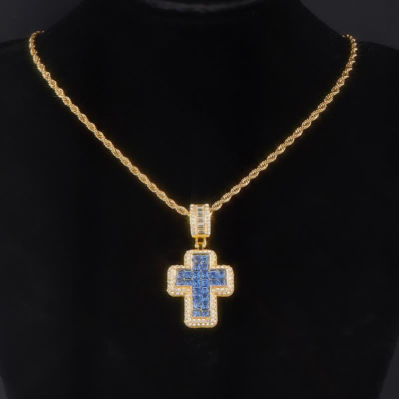 Christianartworkshop Collar con cruz de bloque de gema cuadrado rodeado por un círculo: Insignia de gloriosa fortaleza celestial - image 5