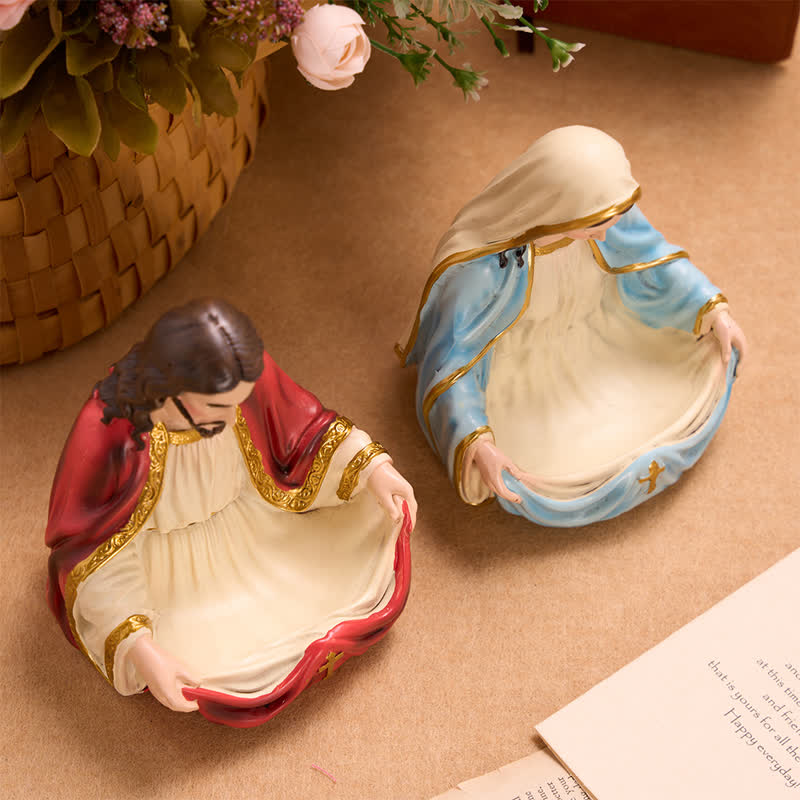Christianartworkshop Soporte para rosario de resina con figurita de acabado vintage: portador de la calma y la calidez sagrada. - image 1
