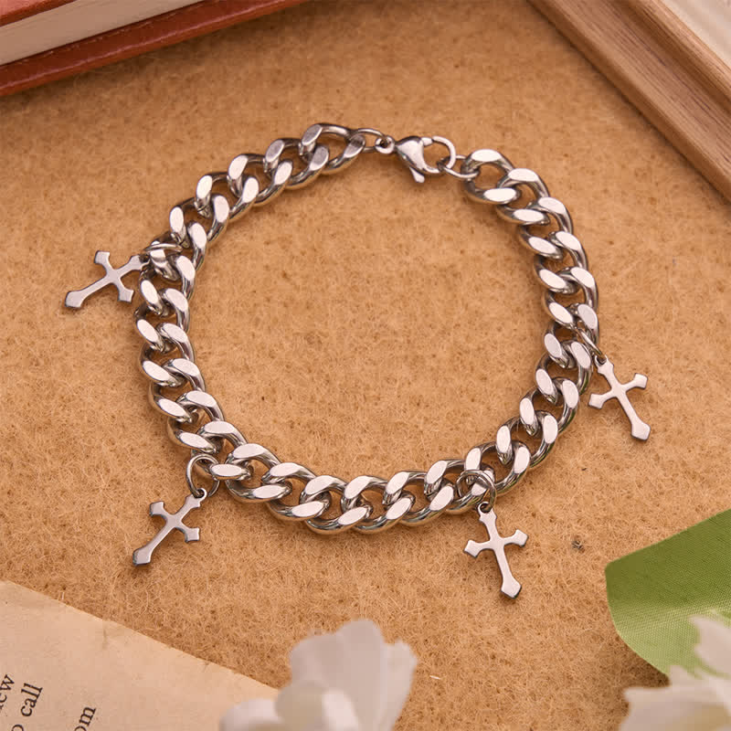 Christianartworkshop Pulsera cubana gruesa y lisa con múltiples cruces: símbolo de la eterna benevolencia celestial. - Cruz A - image 3