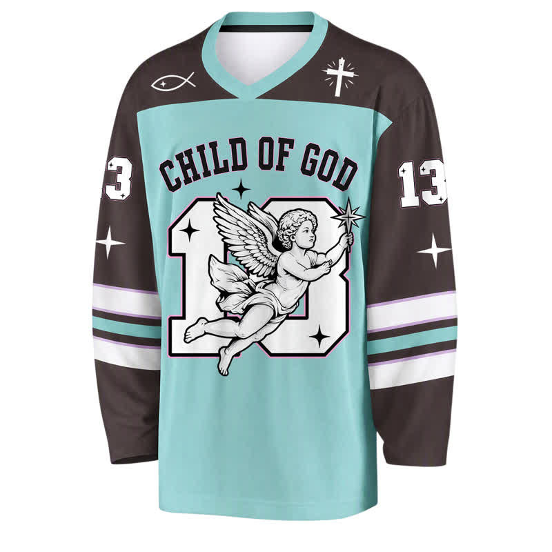 Christianartworkshop Camiseta de hockey de manga larga Niño de Dios Ángel 13 - image 1