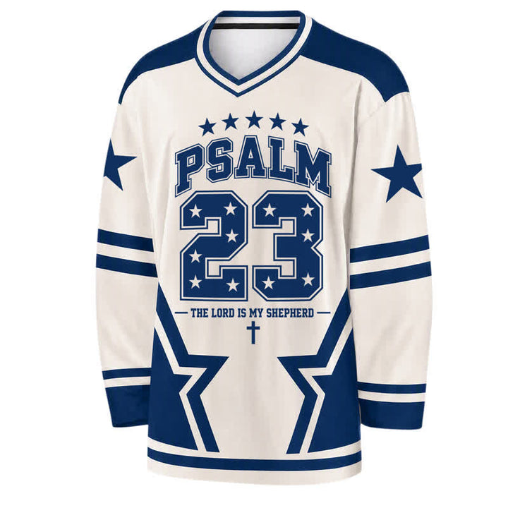 Christianartworkshop Camiseta de hockey de manga larga con número estrella del Salmo 23 - image 1