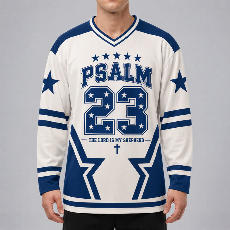 Christianartworkshop Camiseta de hockey de manga larga con número estrella del Salmo 23 - image 3