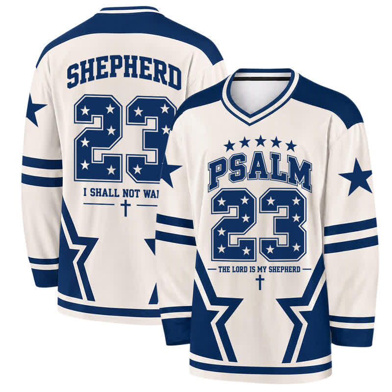 Christianartworkshop Camiseta de hockey de manga larga con número estrella del Salmo 23 - 5XL - image 0