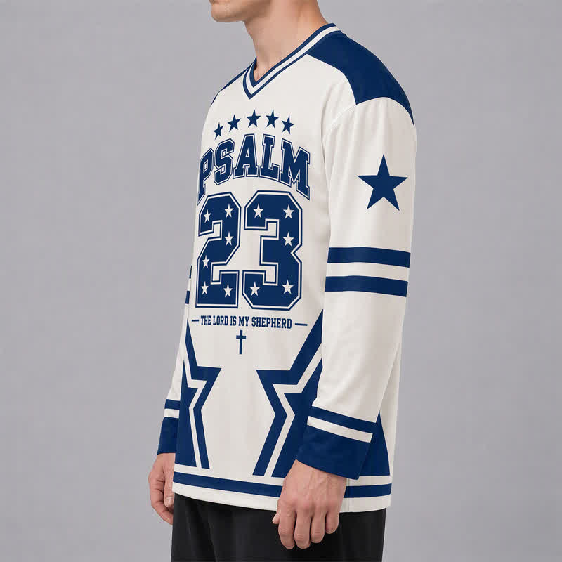 Christianartworkshop Camiseta de hockey de manga larga con número estrella del Salmo 23 - image 6
