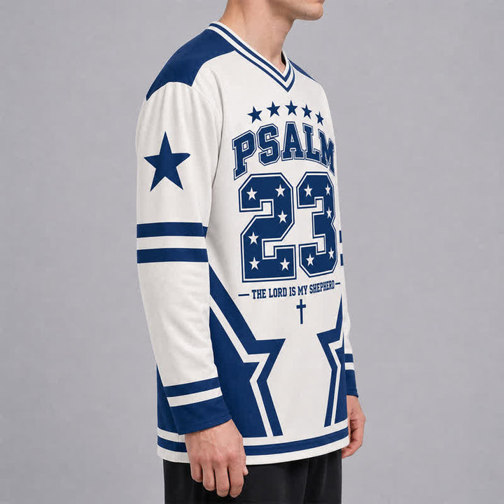 Christianartworkshop Camiseta de hockey de manga larga con número estrella del Salmo 23 - image 5