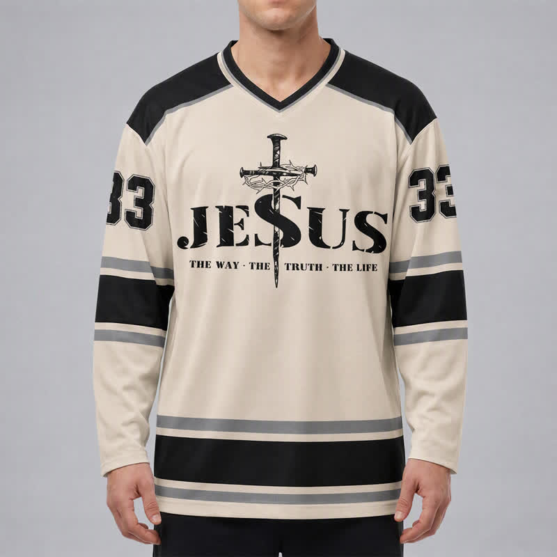 Christianartworkshop Camiseta de hockey de manga larga Jesus 33 Crown Of Thorns - image 3