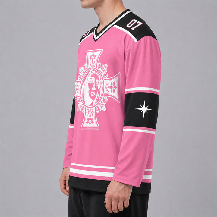 Christianartworkshop Dios te bendiga Camiseta de hockey de manga larga con cruz rosa - image 6