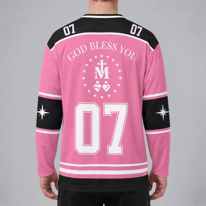Christianartworkshop Dios te bendiga Camiseta de hockey de manga larga con cruz rosa - image 4
