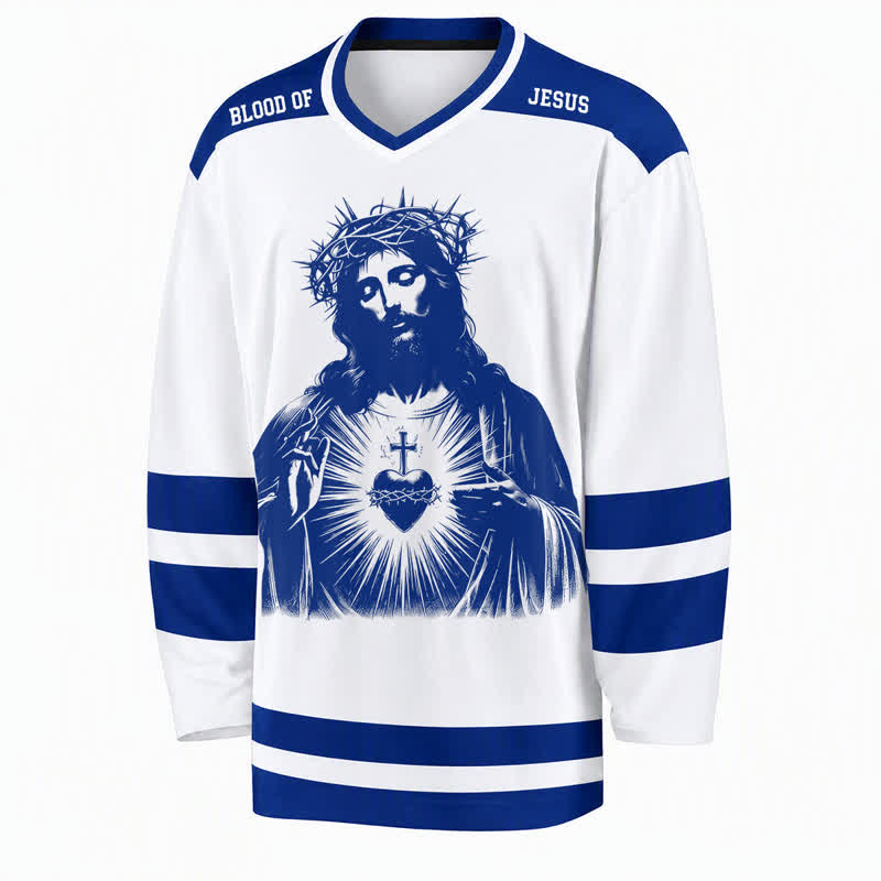 Christianartworkshop Camiseta de hockey del Sagrado Corazón, Hijo de Dios, Salmo 23 - image 1