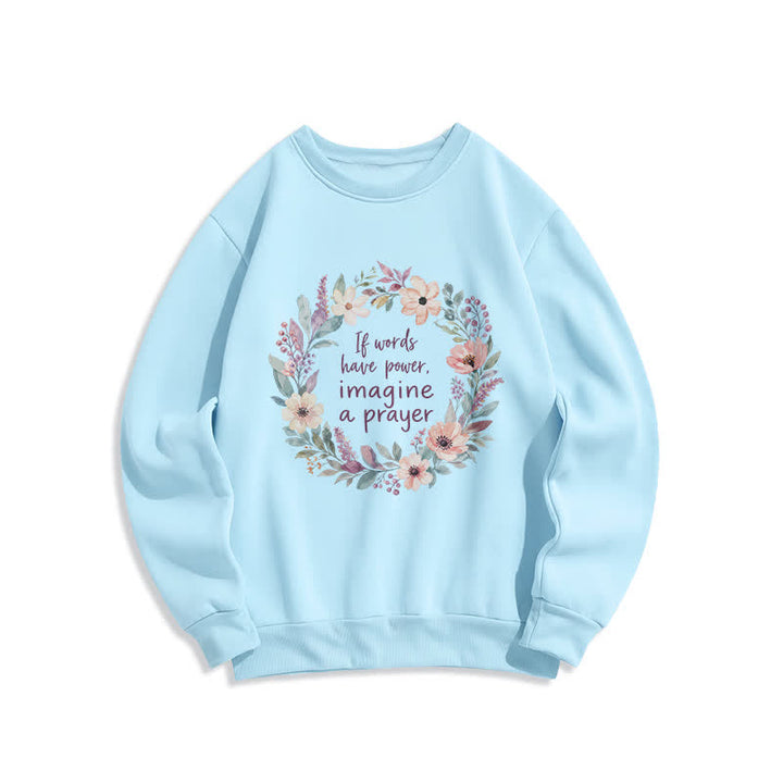 Christianartworkshop Sudadera cómoda de cuello redondo con cita de oración floral - Azul - 2XL - image 3