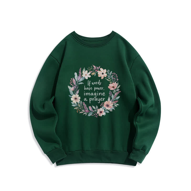Christianartworkshop Sudadera cómoda de cuello redondo con cita de oración floral - Verde - 2XL - image 5