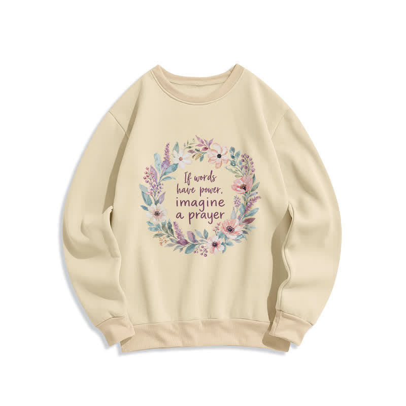 Christianartworkshop Sudadera cómoda de cuello redondo con cita de oración floral - Beige - 2XL - image 0