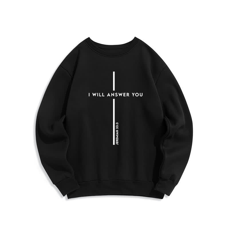 Christianartworkshop Te responderé Sudadera extragrande con cuello redondo y estampado de cruz - Negro - 2XL - image 0