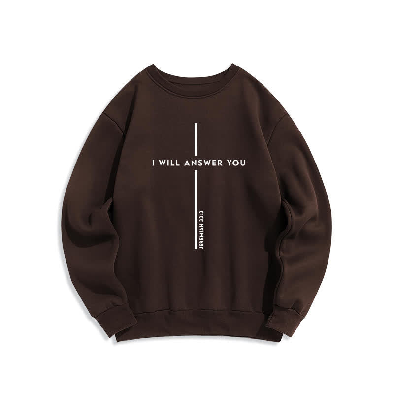 Christianartworkshop Te responderé Sudadera extragrande con cuello redondo y estampado de cruz - Marrón - 2XL - image 5