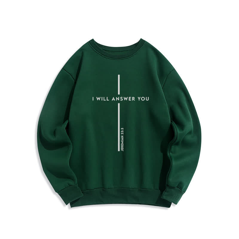Christianartworkshop Te responderé Sudadera extragrande con cuello redondo y estampado de cruz - Verde - 2XL - image 3