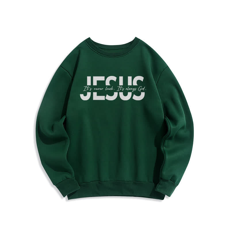 Christianartworkshop Sudadera extragrande con cuello redondo y forro polar con la frase "Jesús Statement" - Verde - 2XL - image 5