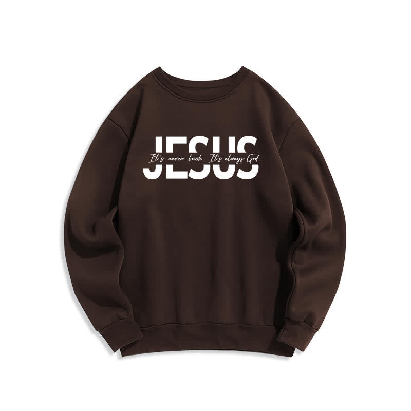 Christianartworkshop Sudadera extragrande con cuello redondo y forro polar con la frase "Jesús Statement" - Marrón - 2XL - image 0