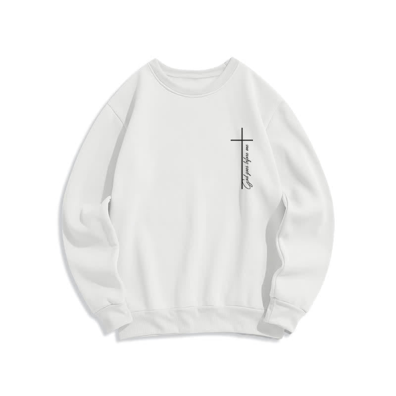 Christianartworkshop Sudadera de cuello redondo con forro polar y gráfico minimalista cruzado en el pecho - Blanco - 2XL - image 0