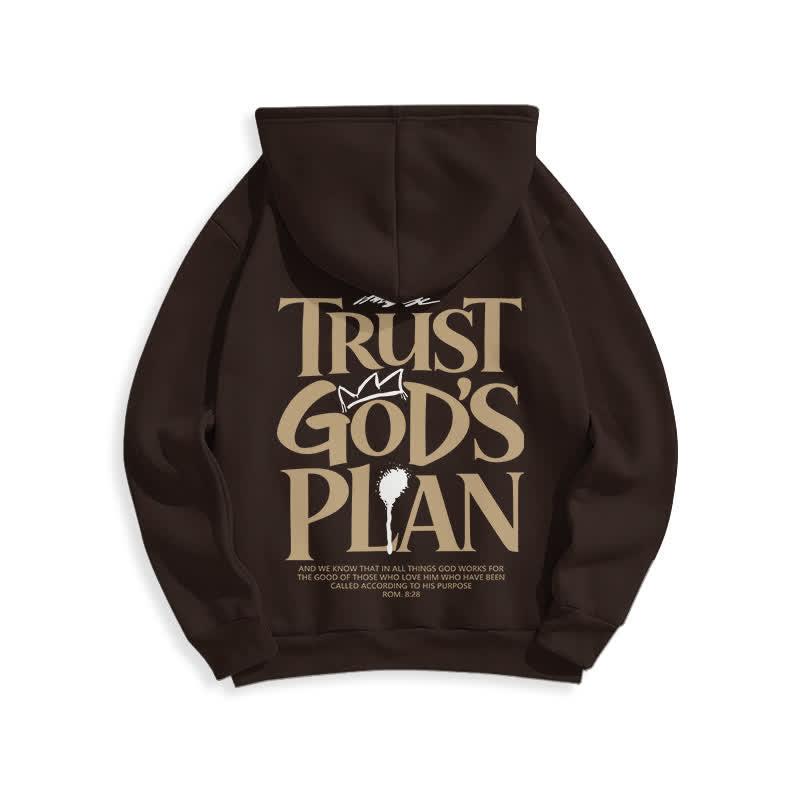 Christianartworkshop Sudadera con capucha marrón estilo streetwear con el lema "Confía en el plan de Dios" - image 1
