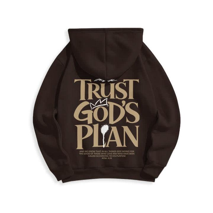 Christianartworkshop Sudadera con capucha marrón estilo streetwear con el lema "Confía en el plan de Dios" - image 1