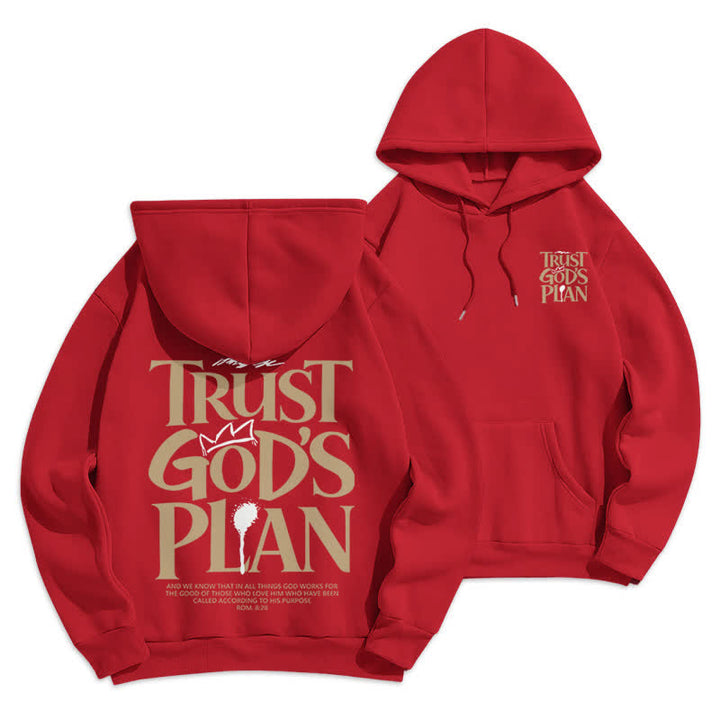 Christianartworkshop Sudadera con capucha marrón estilo streetwear con el lema "Confía en el plan de Dios" - Rojo - 2XL - image 15