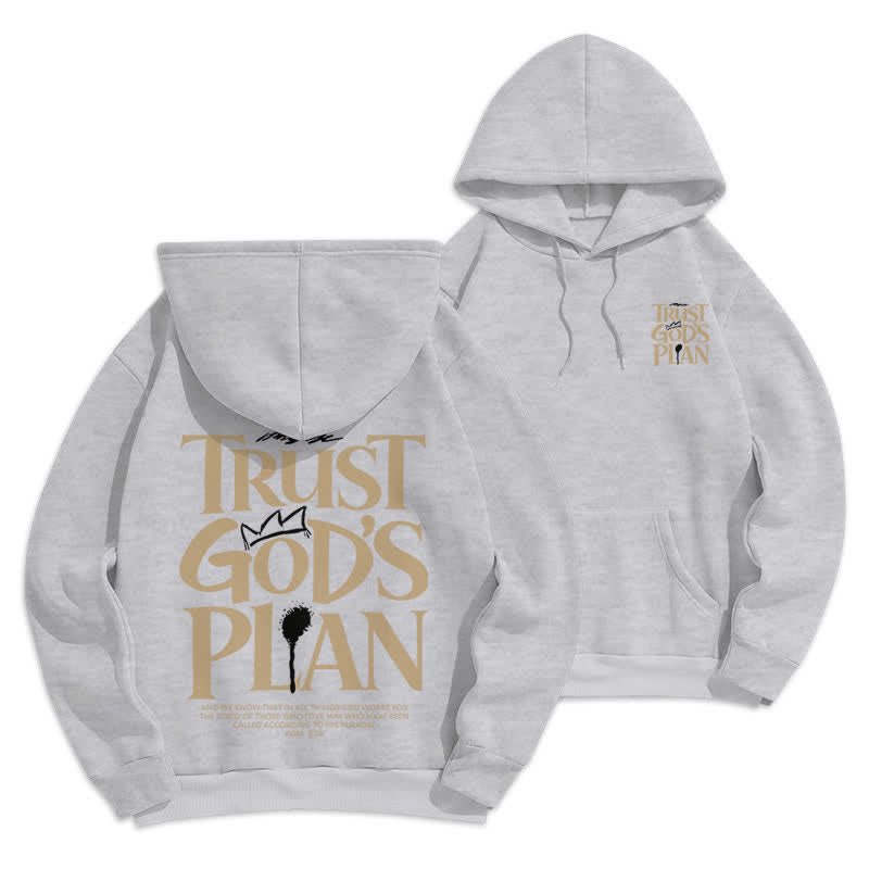 Christianartworkshop Sudadera con capucha marrón estilo streetwear con el lema "Confía en el plan de Dios" - Gris - 2XL - image 9