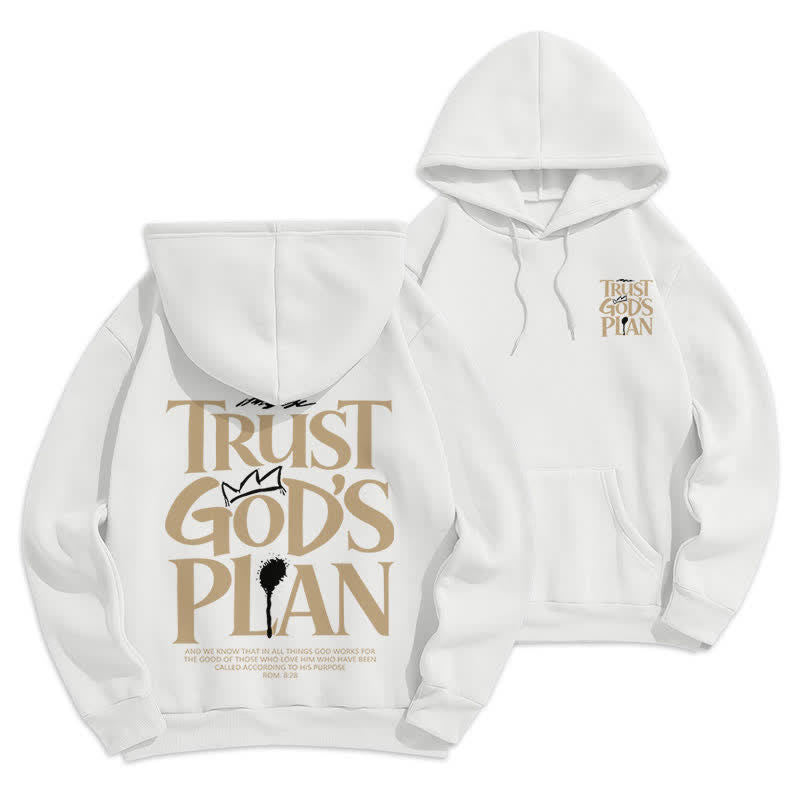 Christianartworkshop Sudadera con capucha marrón estilo streetwear con el lema "Confía en el plan de Dios" - Blanco - 2XL - image 3