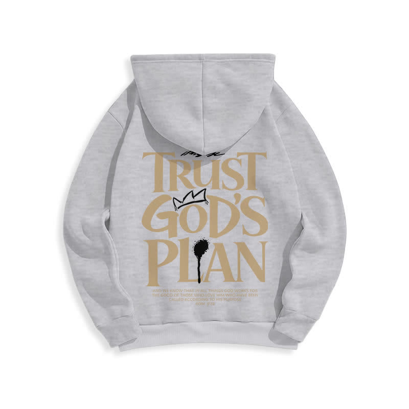 Christianartworkshop Sudadera con capucha marrón estilo streetwear con el lema "Confía en el plan de Dios" - image 10