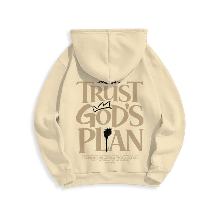 Christianartworkshop Sudadera con capucha marrón estilo streetwear con el lema "Confía en el plan de Dios" - image 13