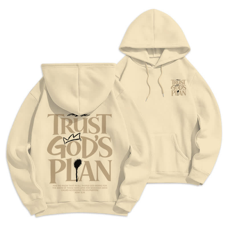 Christianartworkshop Sudadera con capucha marrón estilo streetwear con el lema "Confía en el plan de Dios" - Beige - 2XL - image 12