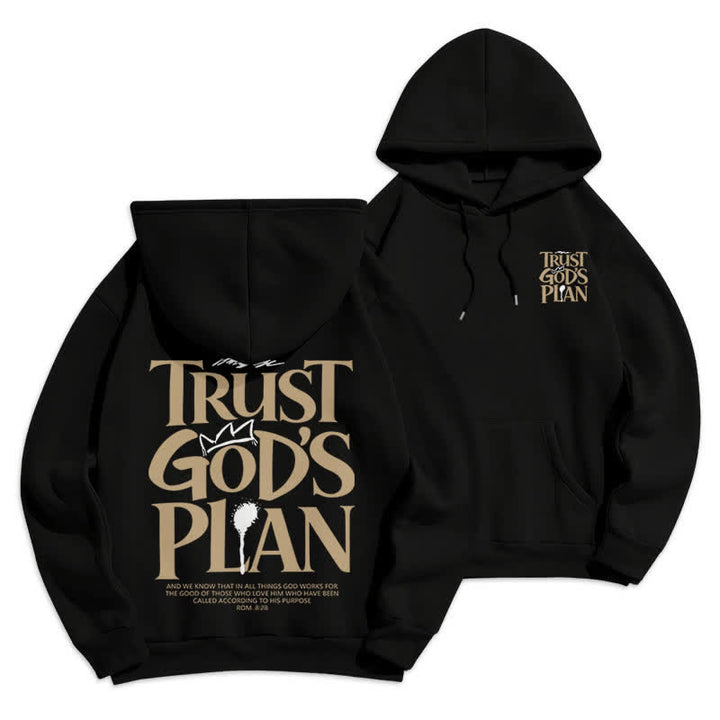 Christianartworkshop Sudadera con capucha marrón estilo streetwear con el lema "Confía en el plan de Dios" - Negro - 2XL - image 6