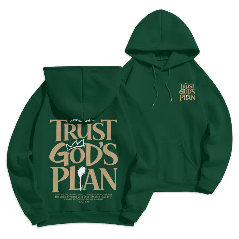 Christianartworkshop Sudadera con capucha marrón estilo streetwear con el lema "Confía en el plan de Dios" - Verde - 2XL - image 21