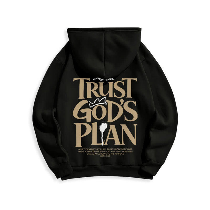 Christianartworkshop Sudadera con capucha marrón estilo streetwear con el lema "Confía en el plan de Dios" - image 7