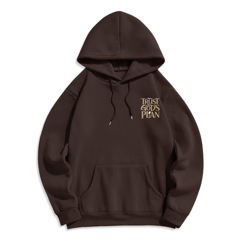 Christianartworkshop Sudadera con capucha marrón estilo streetwear con el lema "Confía en el plan de Dios" - image 2