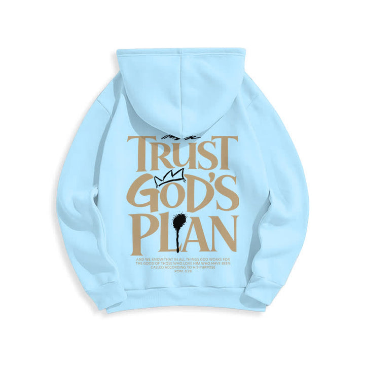 Christianartworkshop Sudadera con capucha marrón estilo streetwear con el lema "Confía en el plan de Dios" - image 19