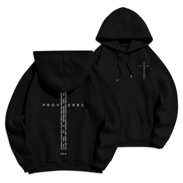 Christianartworkshop Sudadera blanca con capucha forrada de felpa y estampado de la Cruz de los Proverbios - Negro - 2XL - image 3
